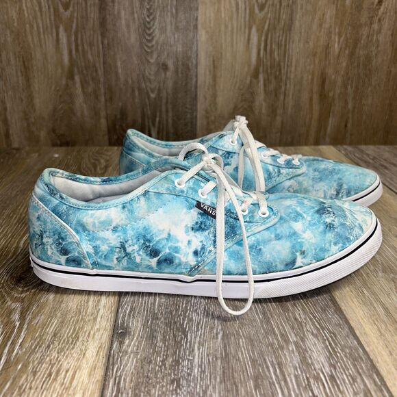 Vans Shoes - Vans Womens US Size 9 Ocean Water Themed Lace Up Skate Blue White Sneaker Shoes